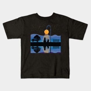Cat and Dog under the Moonlight Kids T-Shirt